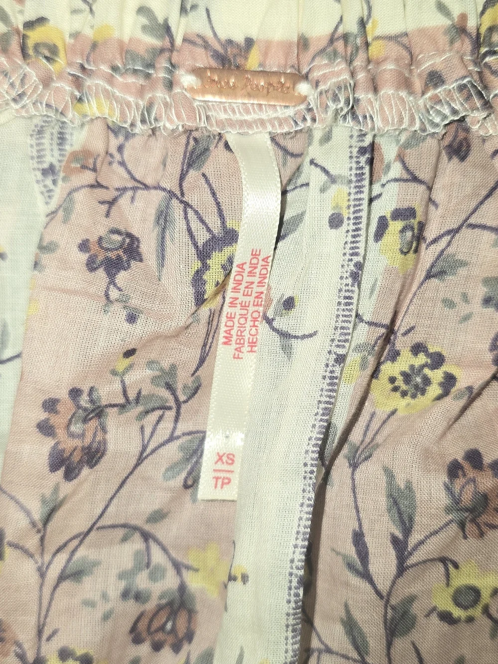 Free People Vintage Lover Floral Stripe Square Neck Babydoll Blouse Extra Small